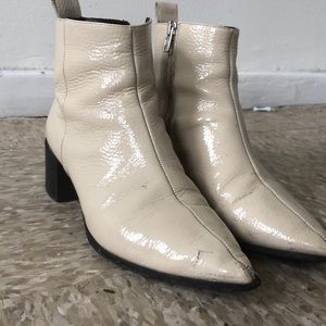 white patent leather boots